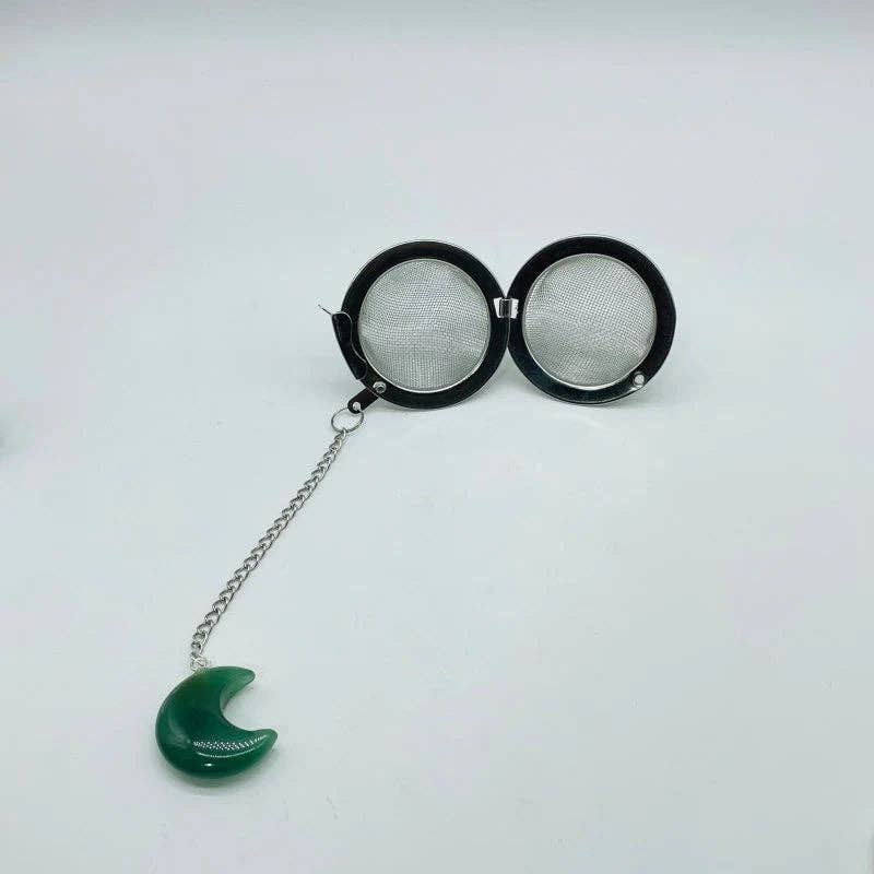 Eclectic Wallflower Boutique - Venta al por mayor Colador/infusor - Infusor de hojas de té sueltas en forma de luna de aventurina verde3