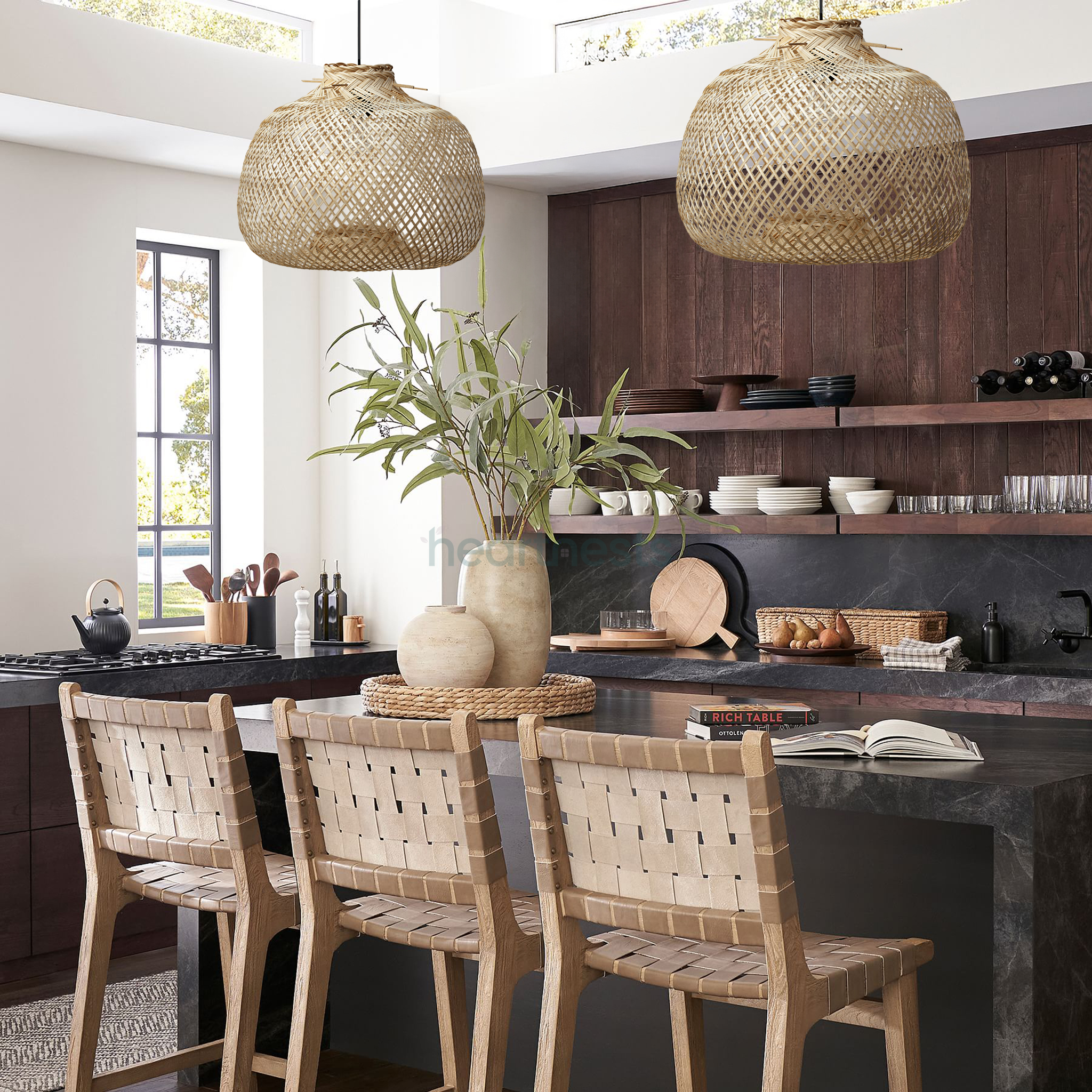 heartnests - Vendita all'ingrosso Lampadario/lampada a sospensione - Lampada a sospensione in bambù Bali per arredamento boho, rustico e costiero12