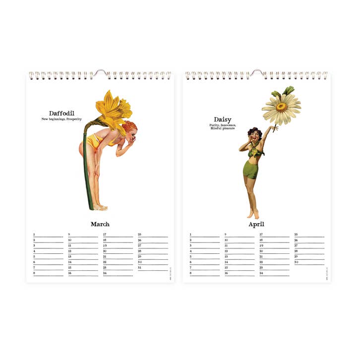Lylies - Vendita all'ingrosso Calendario - Collage di calendari per compleanni, fiori mensili, formato A4