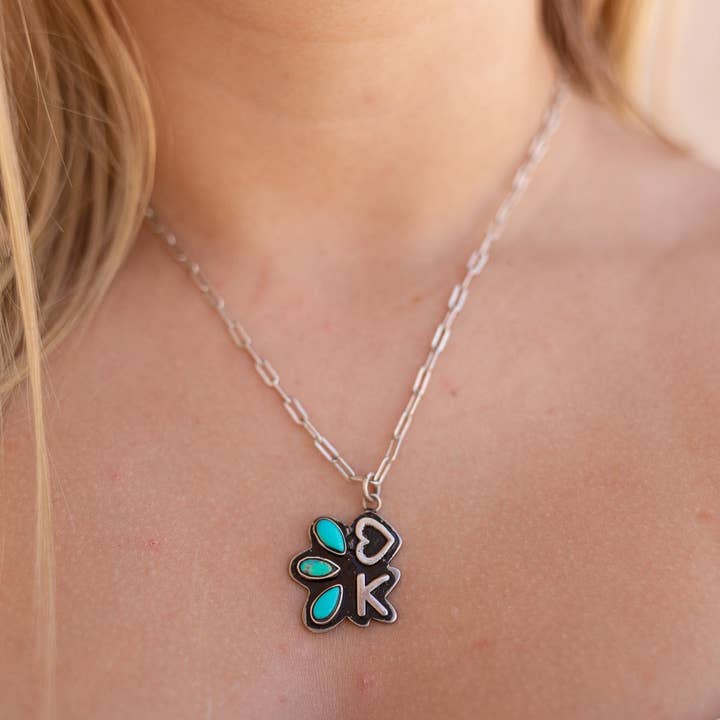 Krush Kandy - Wholesale Pendant/Charm Necklace - Initial Stone Plate with Heart Sterling Silver Necklace PREORDER0
