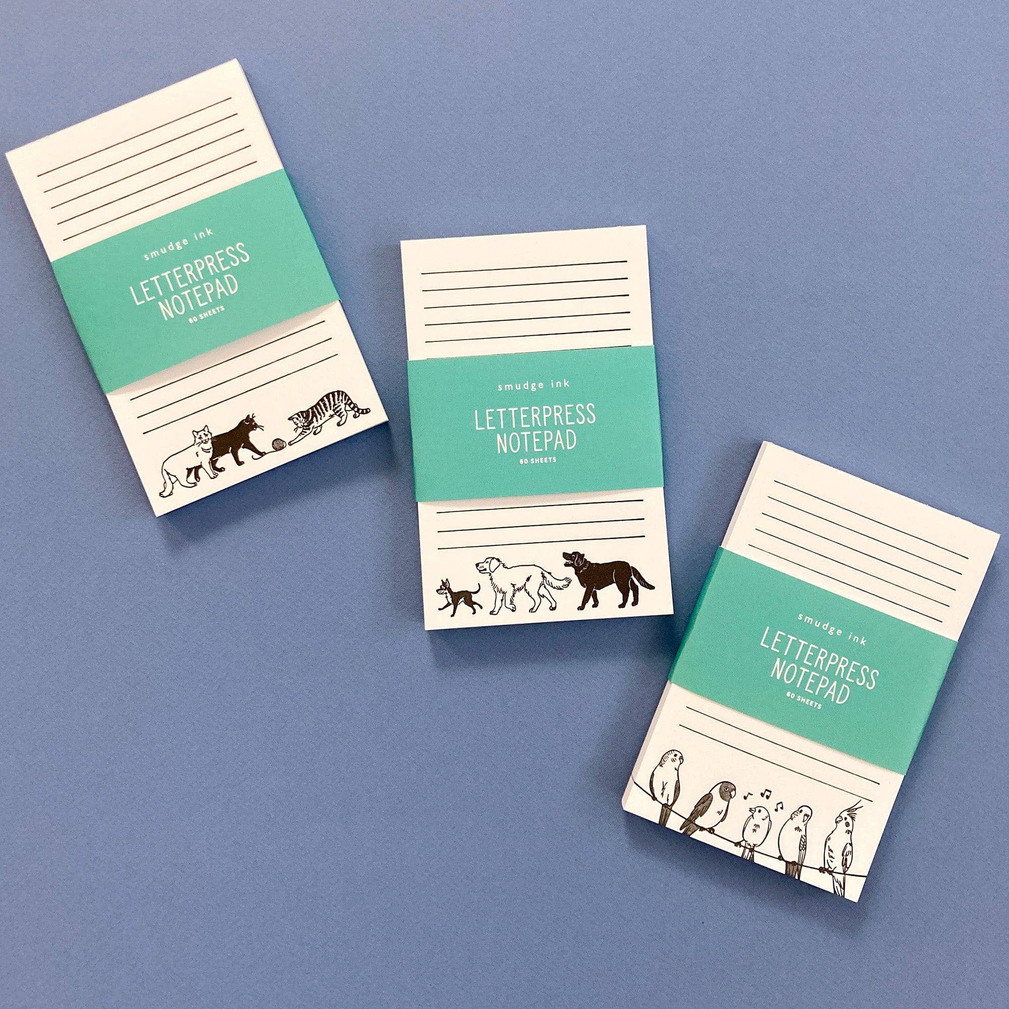 Smudge Ink - Vente Blocs-notes - Ensemble de blocs-notes Animaux de compagnie préférés0