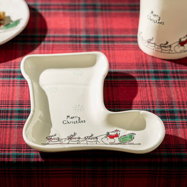 Santa's Sleight Ride Stocking Serving Tray for wholesale by Grace Teaware