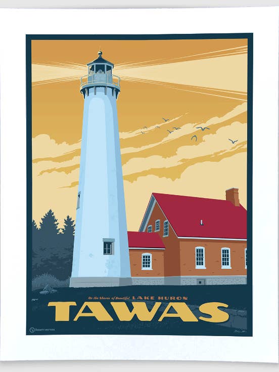Tawas Point - Michigan Travel Art Poster Print for wholesale by The Mighty Mitten