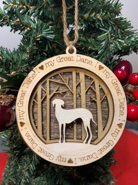 I Love My Great Dane Ornament Christmas Ornament Dog breed ornament dog ornament for wholesale by Ladybug Jane Gifts
