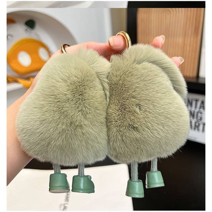 Plush Looks – wholesale Keychain – Women's – Rex Rabbit Fur Cute Fluffy Avocado Keychain7