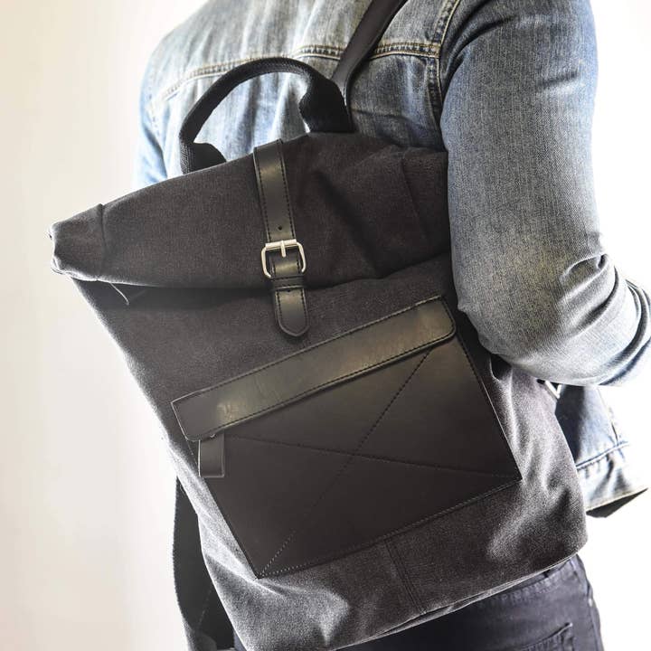 ZEDE PARIS - Wholesale Backpack - Women's - BASTILLE - Canvas and leather backpack4