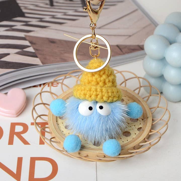 FurDecoration – wholesale Keychain – Women's – Real Mink Fur Pompom Key Chain Cute Cartoon Bag Charm2
