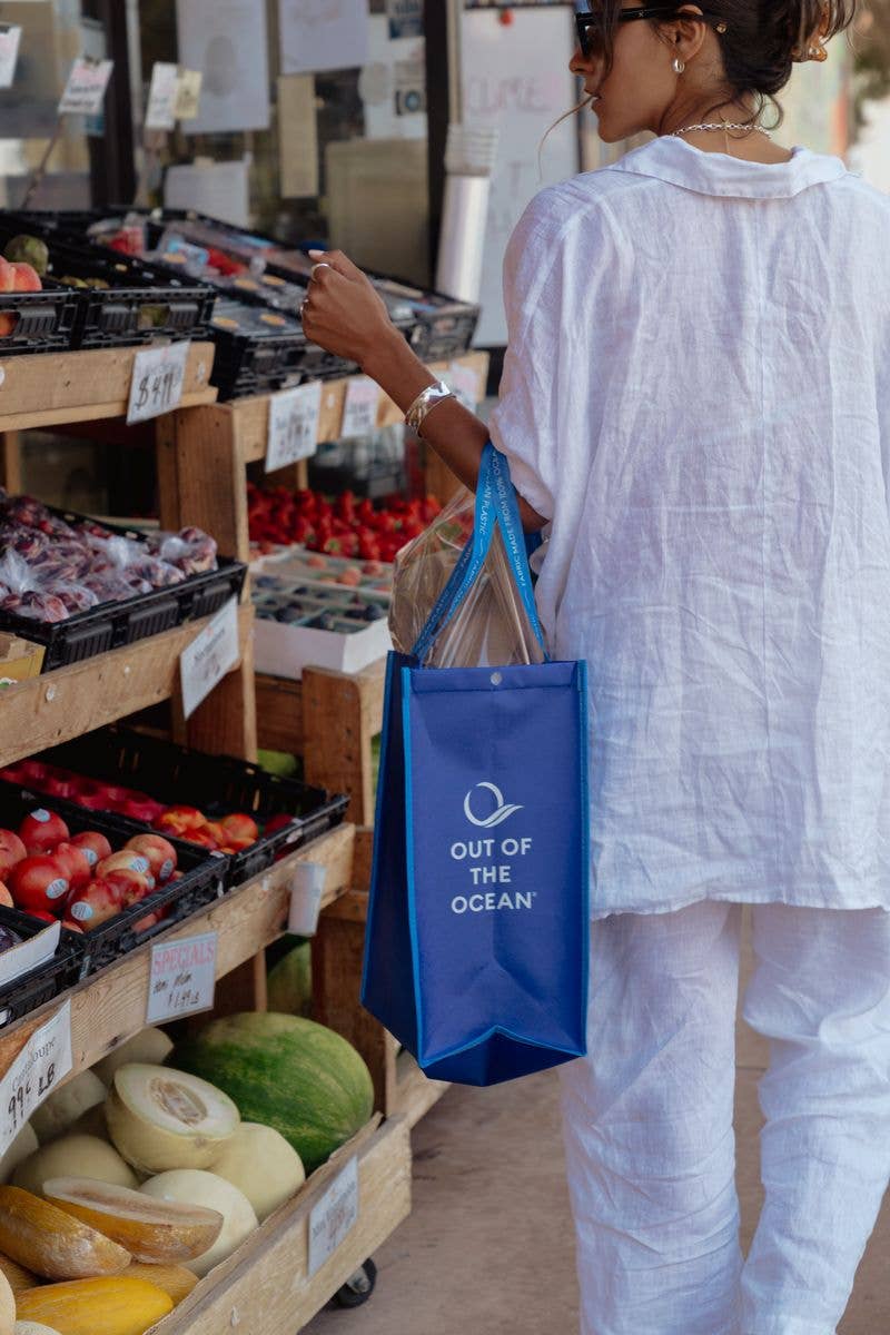 Navy Out Of The Ocean® Click N' Stay Shopper, Recycled - Large for wholesale on Faire2