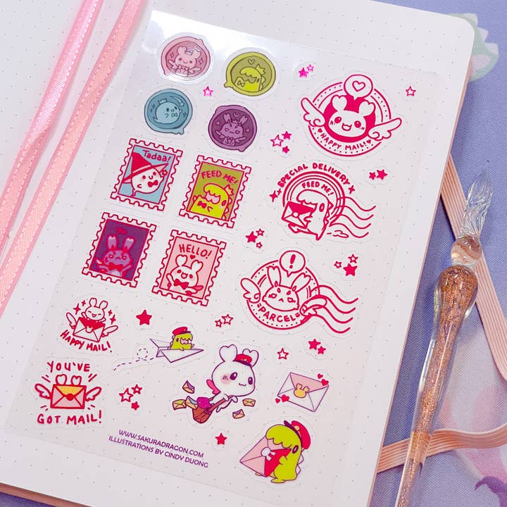 Tiny RPG Mail Clear Sticker Sheet for wholesale by sakuradragon