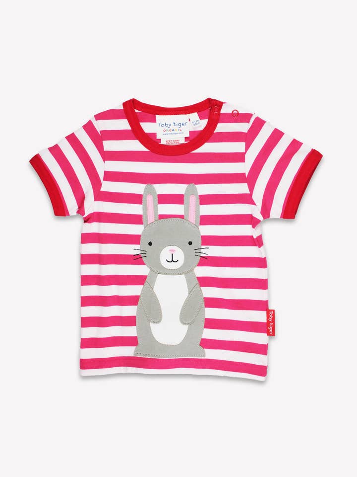 Toby Tiger - Wholesale T-Shirt - Kids - Organic Bunny Applique Short Sleeved T-Shirt