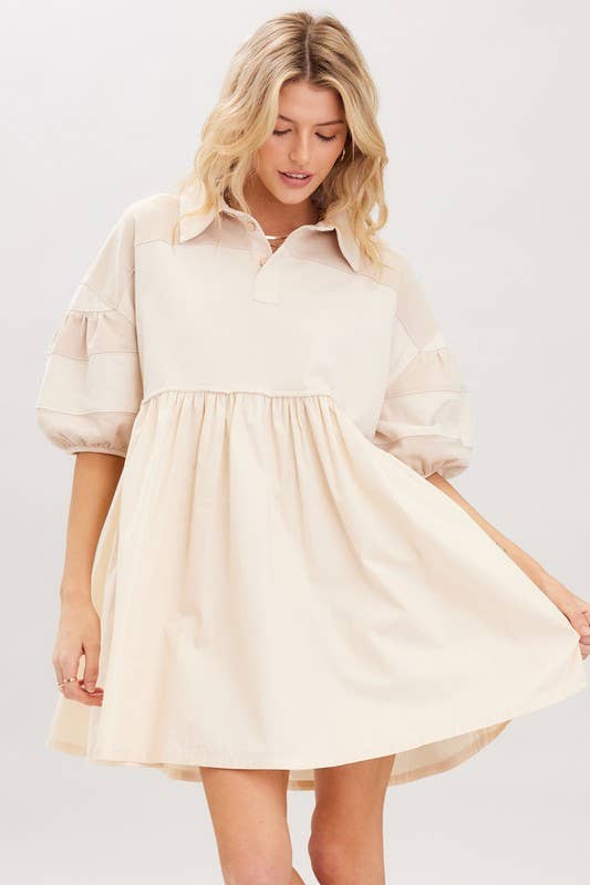 Beige Cotton Terry Mini Dress for wholesale on Faire1