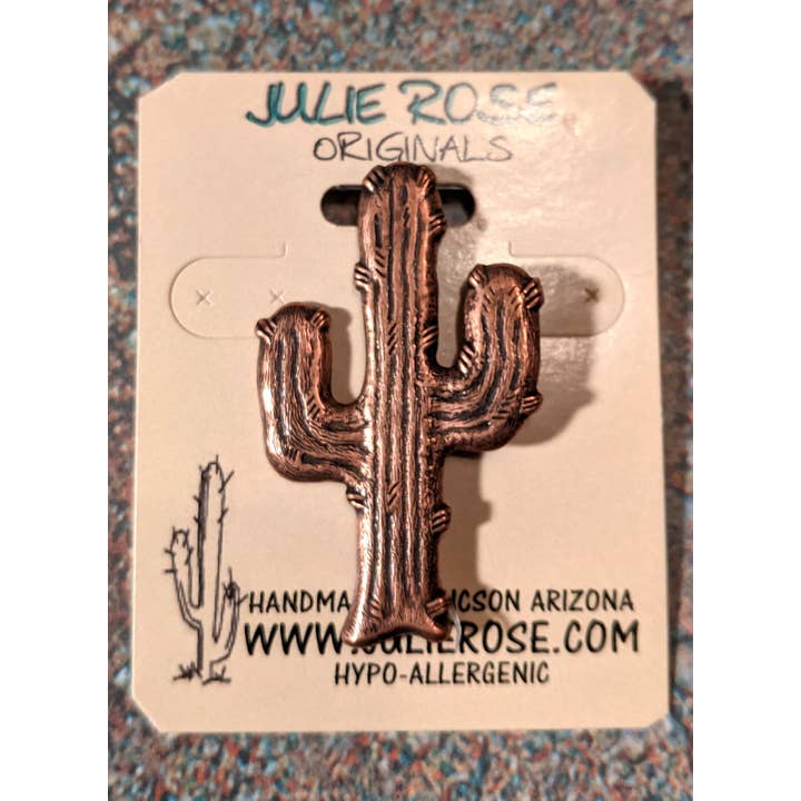 Julie Rose Originals - Wholesale Lapel Pin/Button - Cactus PIn, Copper Cactus Pin2