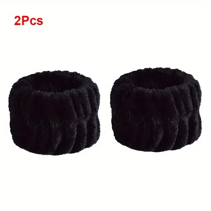 Magnifique Hearts - Vente Bandeau pour le spa - Bracelets poignet en peluche douce lavables pour routine de soins de la peau0