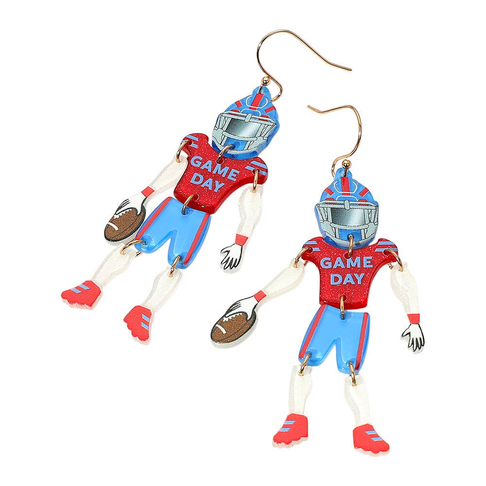 Sensibling Corp. – wholesale Dangle earrings – Resin GAME DAY Football Player Dangle Earrings7