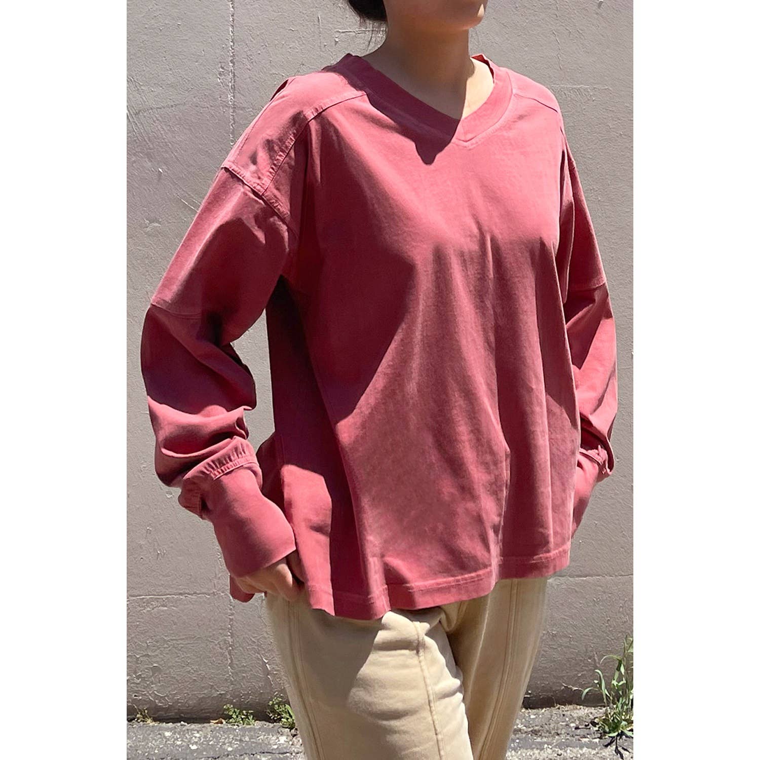 Rae Mode - Wholesale Lounge Top - Women's - PIGMENT WASHED COTTON V-NECK TOP2