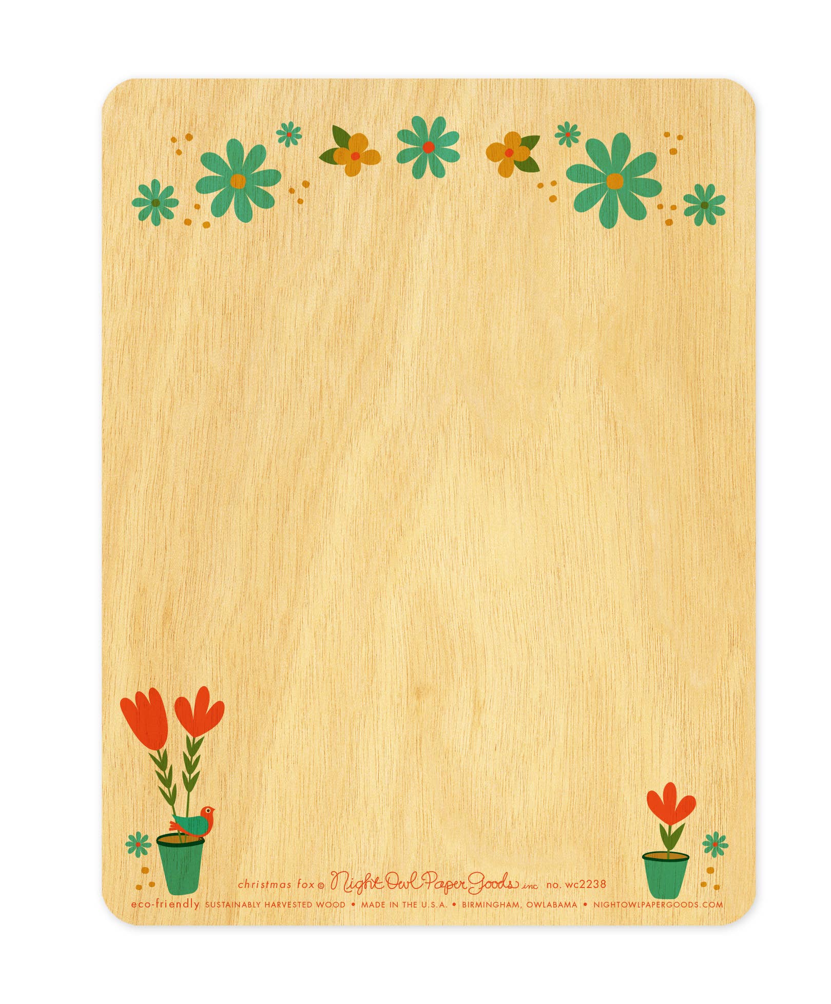 Night Owl Paper Goods – Großhandel Weihnachtskarte – Weihnachtsfuchs Holz Feiertagskarte1