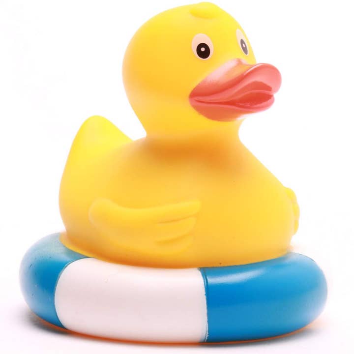 Duckshop - Wholesale Bath Toy - Baby - Rubber duck in swim ring - blue
