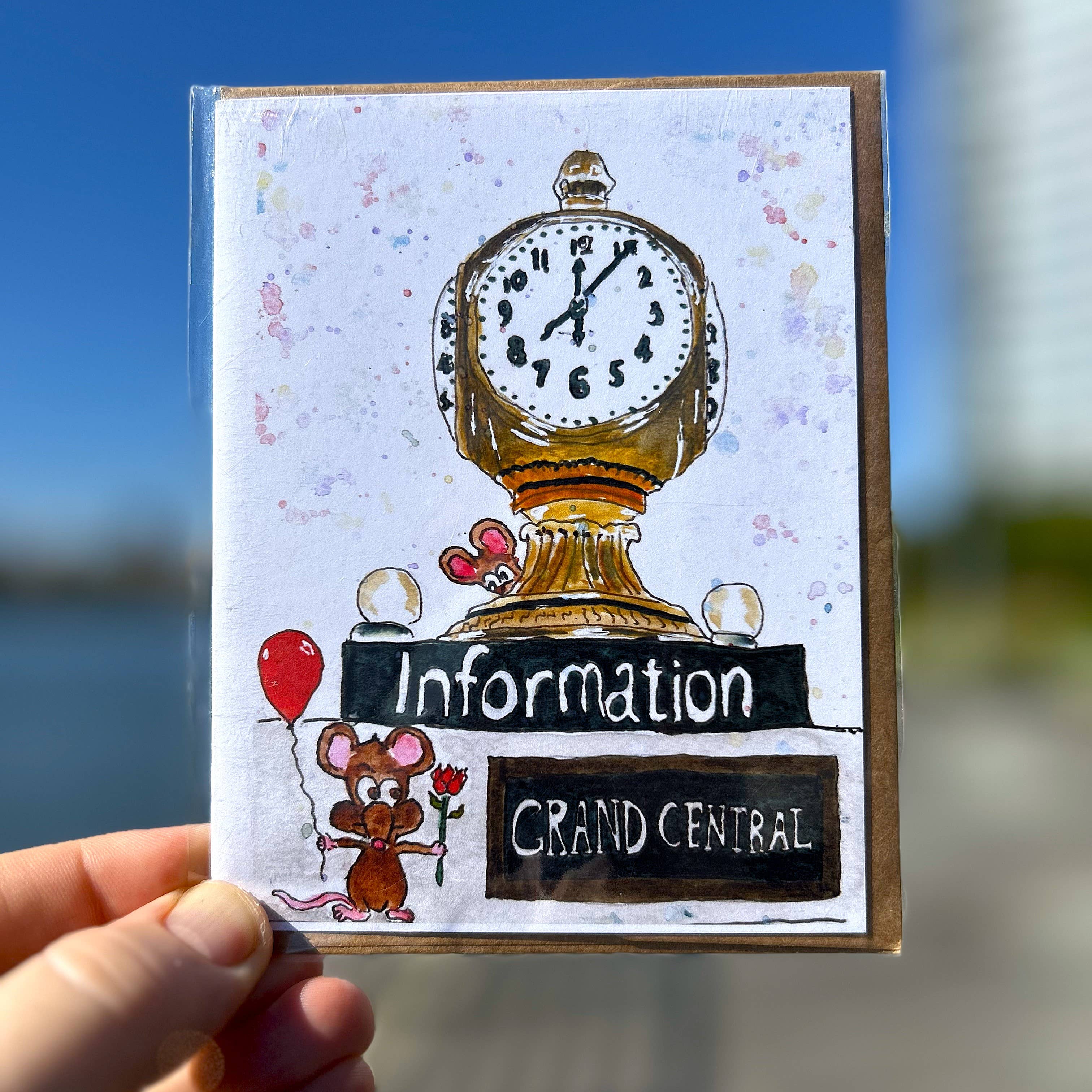 Johnnerdraws – Großhandel Grußkarten für den Alltag – Grand Central Treffen-Grußkarte/Handgemacht1