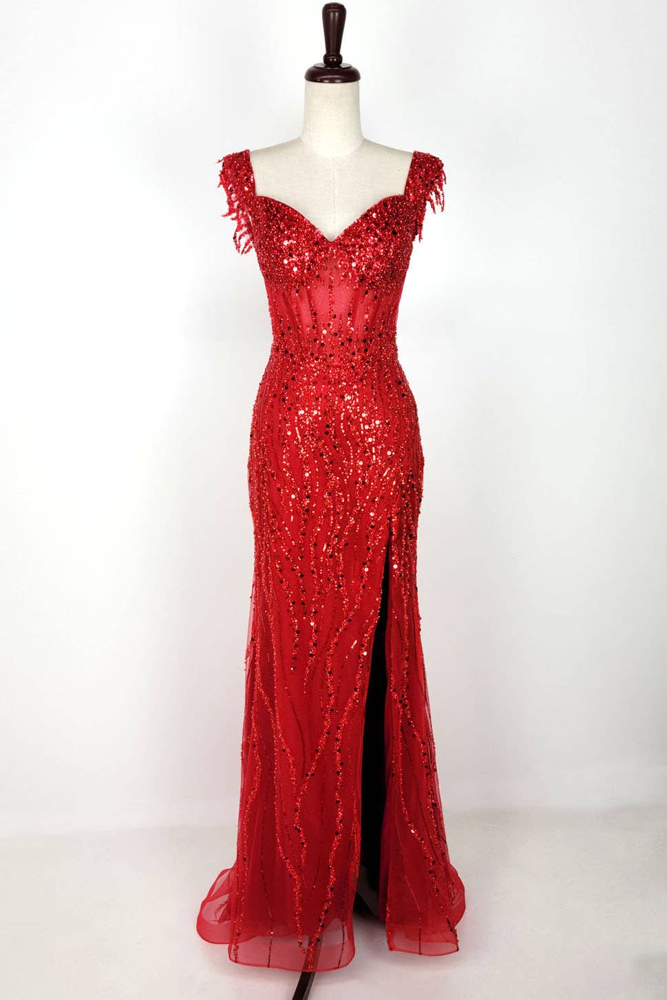 Chicas - Wholesale Gown - Women's - Off the Shoulder Sequin and Bead Long Dress C3311