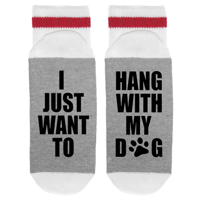 MENS - I Just Want To Hang With My Dog - Socks for wholesale by Sock Dirty to Me
