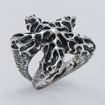 Big Star sølvring med søstjernemotiv for engroshandel hos Nemoris Gioielli