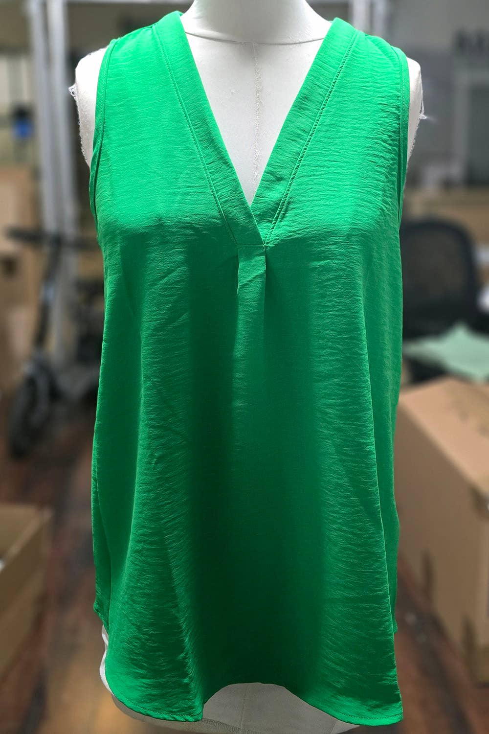 FSL Apparel - Wholesale Blouse - Women's - ST1560 - SOLID WOVEN V-NECK WORK WEAR CASUAL TOP17