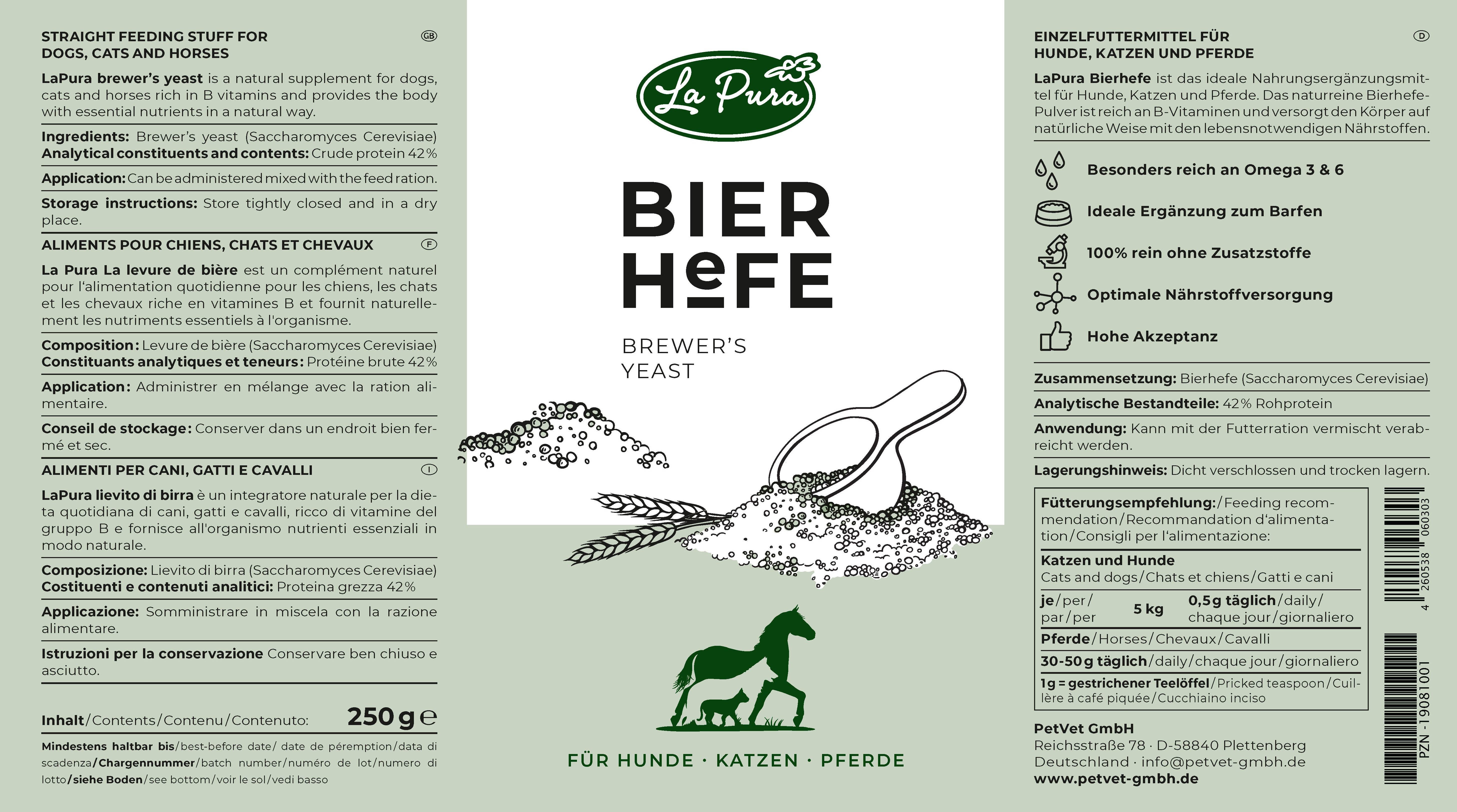 Kauartikel.com GmbH – Großhandel Nahrungsergänzungsmittel für Haustiere – Hund – LaPura Bierhefe 250g4