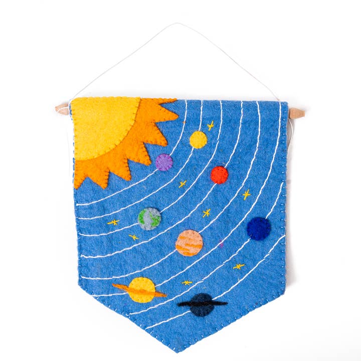 Felt Solar System Banner Flag for wholesale by Global Goods Partners