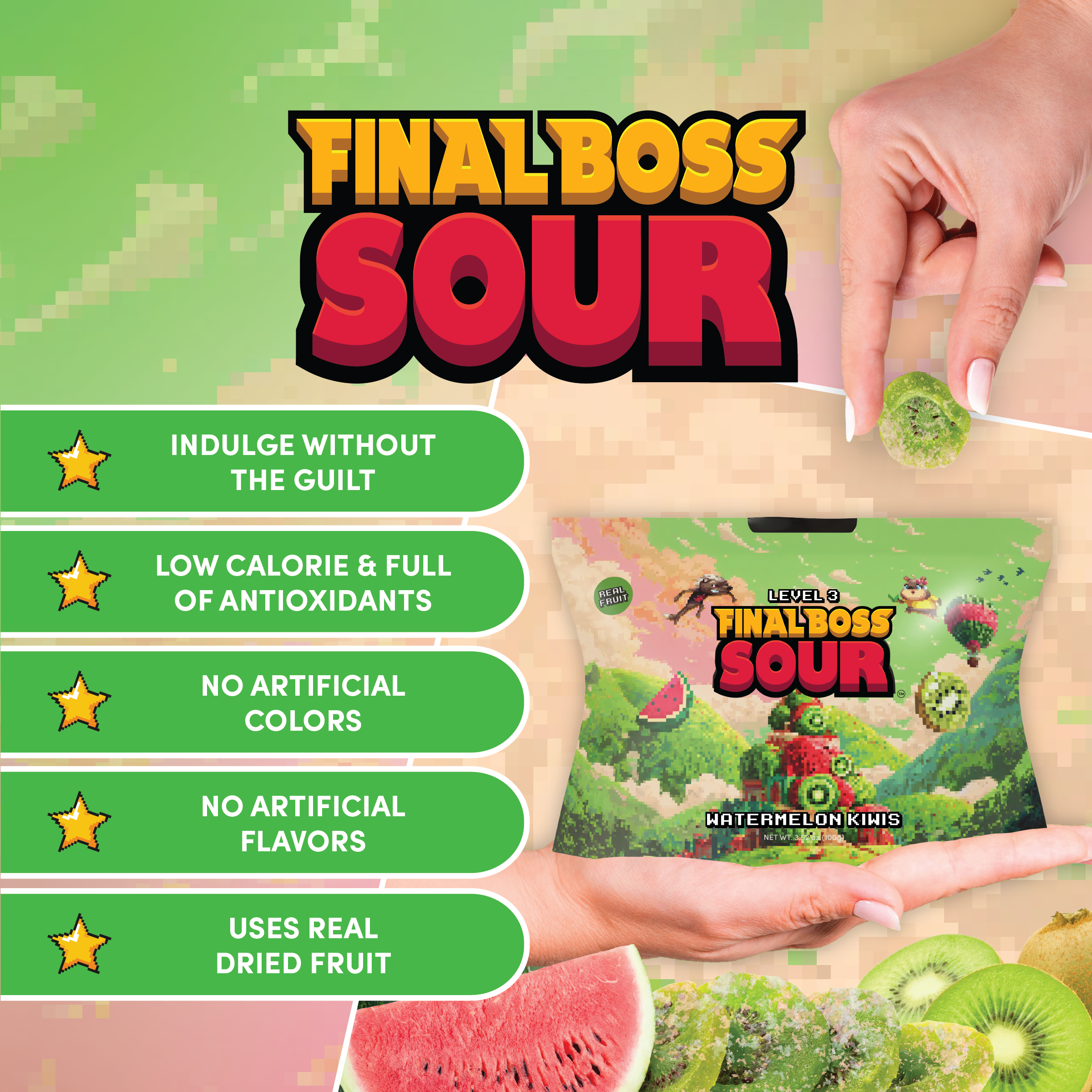 Final Boss Sour - Wholesale Gummy - Watermelon Kiwis (Level 3) (4 Pack)6