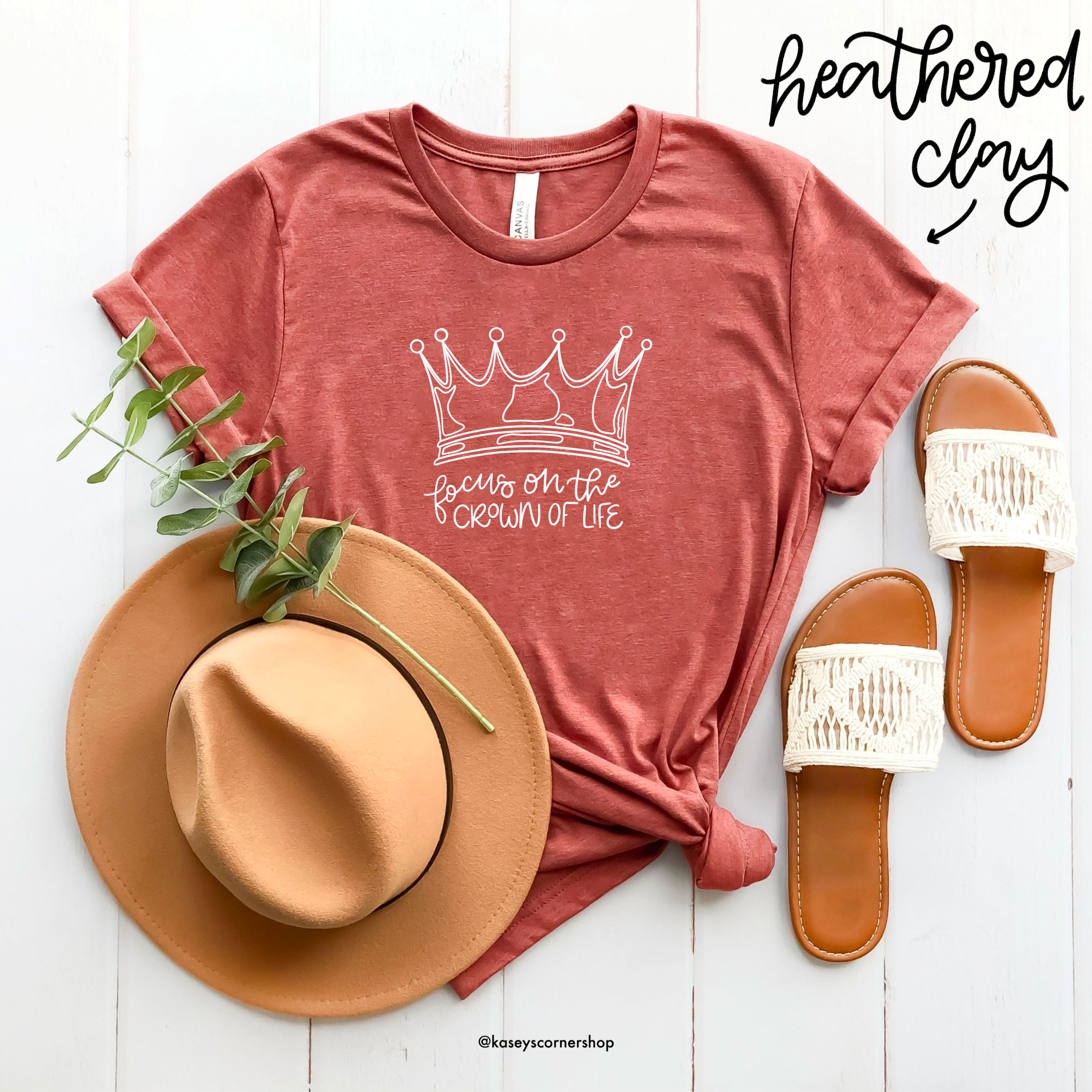 Common Grace Print Shop - Wholesale Screen Printed T-Shirt - Women's - Focus on the Crown Christian Apparel, Short Sleeve Tee2
