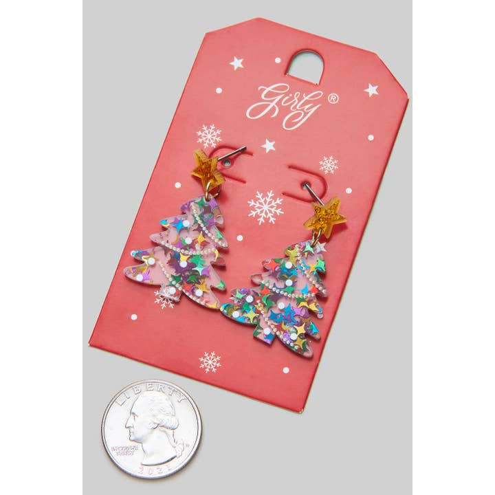 MULTI ACRYLIC CHRISTMAS TREE EARRINGS for wholesale on Faire1