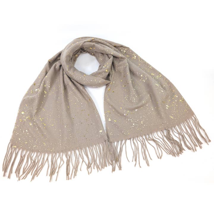 Black Ginger – wholesale Scarf – Women's – Byala - Splatters of Sparkle Pashmina (70x180cm) - Oatmeal