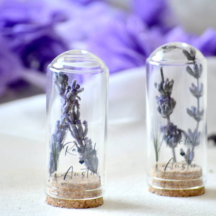 Uniq Favors - Wholesale Party gift - Lavender Flowers Mini Glass Dome Gifts, Custom Party Favors