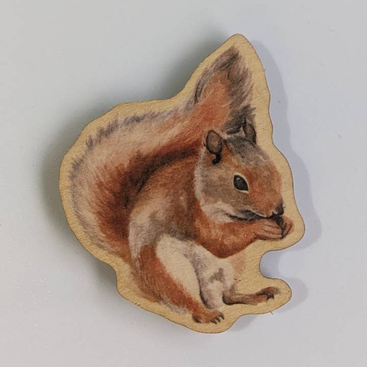 Red Squirrel Wooden Fridge Magnet for wholesale by Hodgepodge
