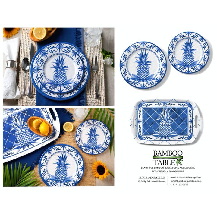 Bamboo Table - Wholesale Dinner Plate - Blue Pineapple Bamboo Dinner Plate9