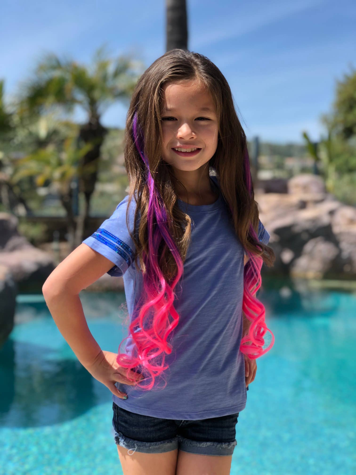 Magic Manes - Wholesale Hair Extensions - Tutti Fruity Purple and Pink Curly Ombre Halo Hair Extension1