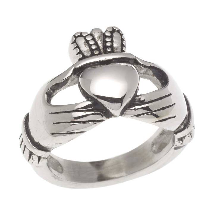 Joyful Sentiments - Wholesale Cocktail/Statement Ring - Steel Stainless Steel Celtic Claddagh Ring0