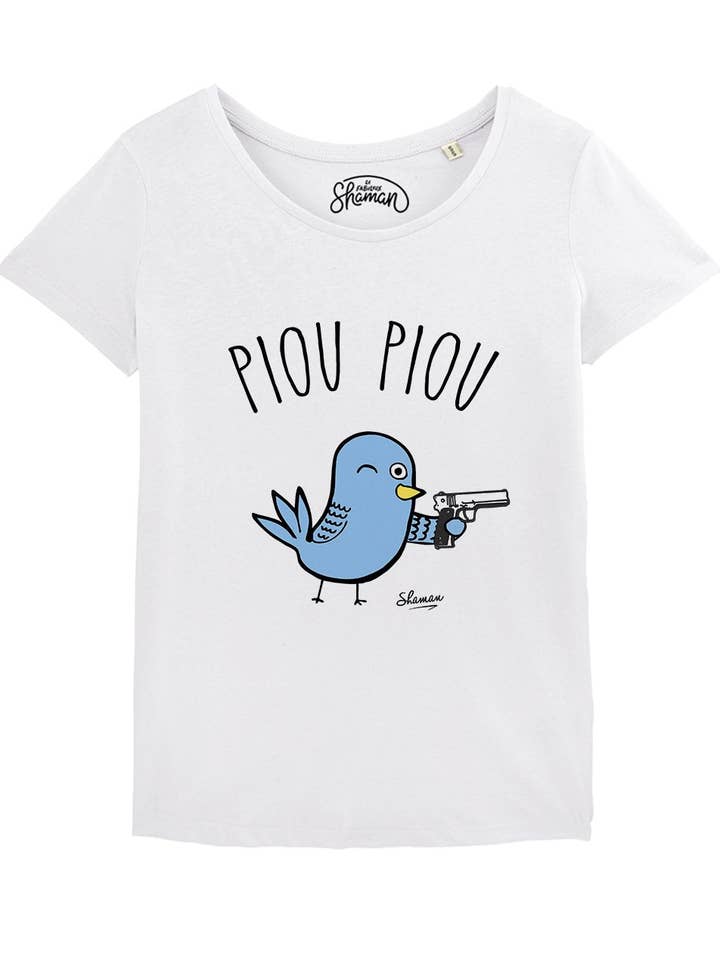 WHITE WOMEN'S T-SHIRT PIOU PIOU for wholesale by Le Roi du T-shirt