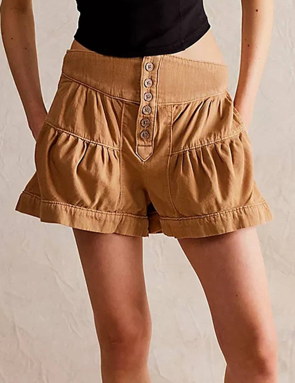 Sweetkama - Wholesale Shorts - Women's - Ladies Solid Color Cotton Denim Shorts SKS4087