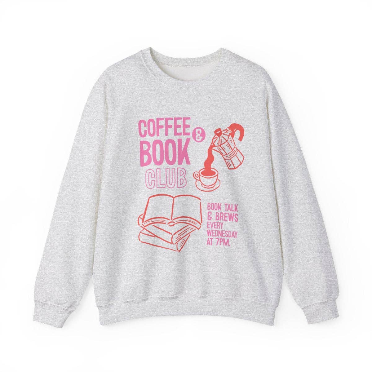 MagicMerchEmporium - Wholesale Graphic Sweatshirt - Unisex - Coffee And Book Club Talk And Brews Sweatshirt1