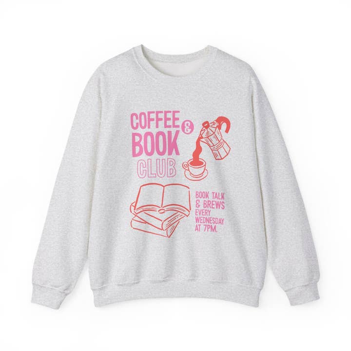 MagicMerchEmporium - Wholesale Graphic Sweatshirt - Unisex - Coffee And Book Club Talk And Brews Sweatshirt1