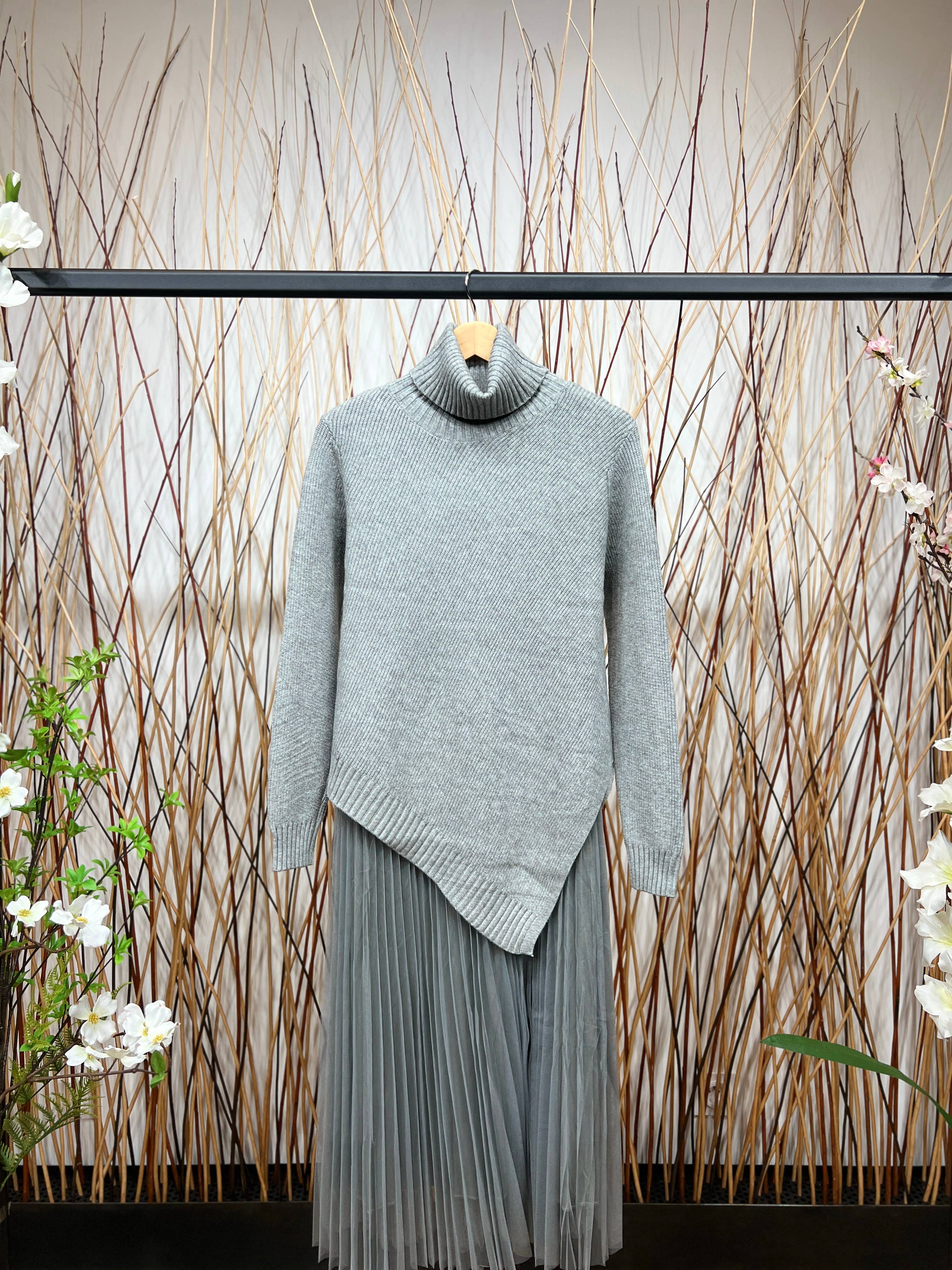 L'Emotion - Vente Ensemble haut et jupe - Femme - Ensemble Pull Col Roulé Asymétrique Coupe V & Robe3