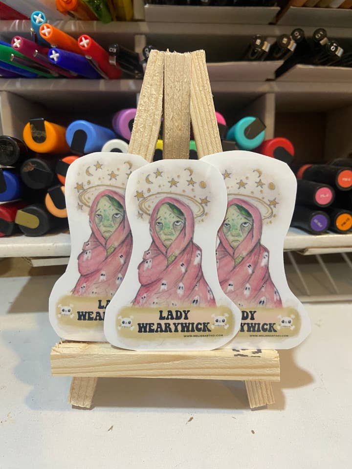 Autocollant Chaos de la Ménopause, Dame Wearywick, Autocollant Journal Autocollant Ordinateur Portable, autocollant femme pour la vente par Melissa the Artist