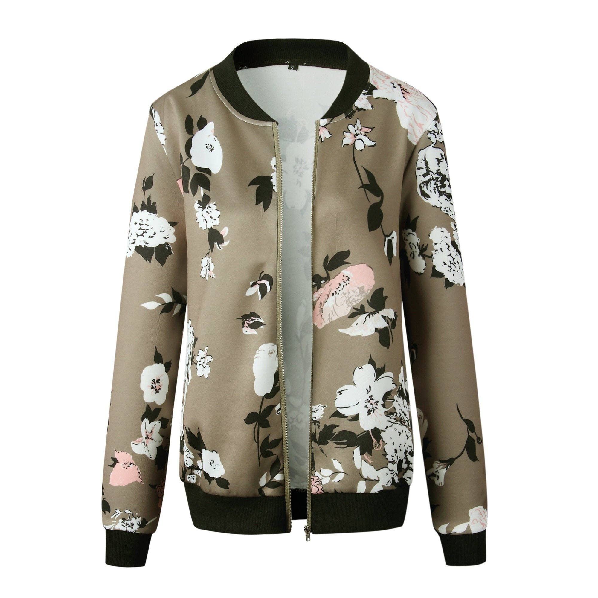 Supreme Fashion - Vente Bombers – femme - Veste bomber à col montant zippée avec motif floral2