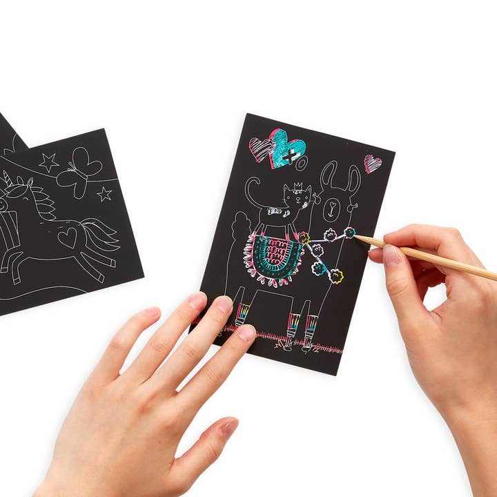 OOLY - Wholesale DIY Craft Kit - Kids - Mini Scratch & Scribble Art Kit: Funtastic Friends