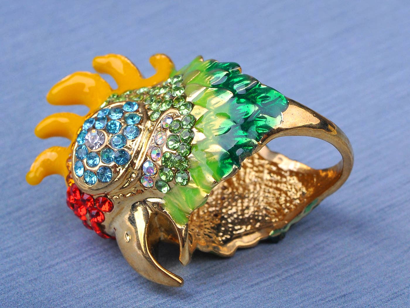 AK Brand – wholesale Cocktail/statement ring – Women Luxury Colorful Bird Crystal Rhinestone Ring3