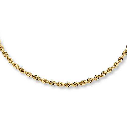 Karrbear – wholesale Link & chain necklace – Solid 10K Yellow Gold 2.5mm Rope Chain Necklace2