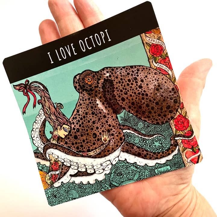Adesivo di carta I Love Octopi per la vendita all'ingrosso da parte di The Art of Pamela Joy Trow