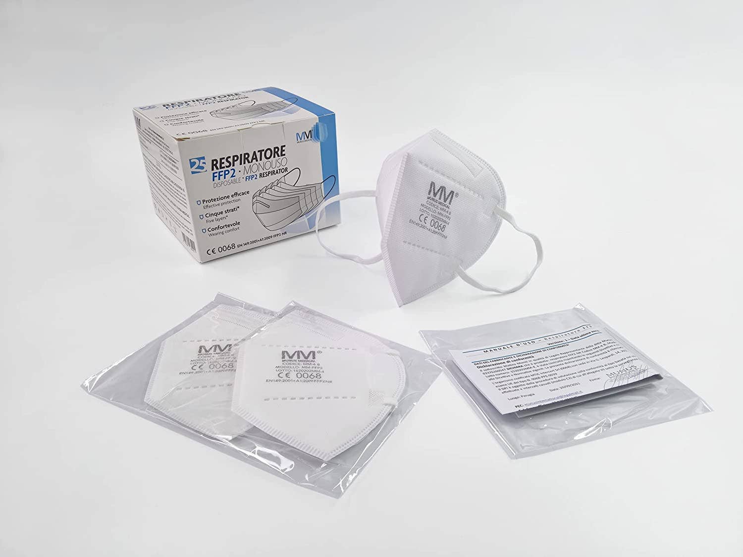 Munus Medical – wholesale Protective face mask/shield – FFP2 MM-4B RESPIRATOR - WHITE COLOR1