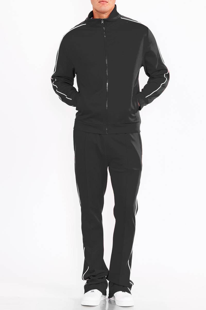 WEIV - Wholesale Tracksuit - Men's - Mens Solid Stacked Flared TRACK SET 5